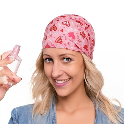 Jemis Sweet Heartwarming Breast Cancer Beanie Hat, Romantic Knitted Hat, Cancer Headwear Caps Baggy Skull Sleep Scarf - color: 2 Pack White & Pink
