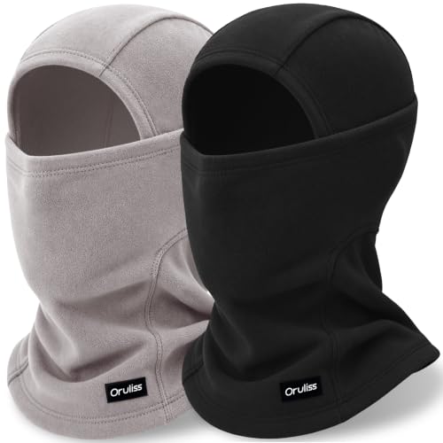 Winter Ski Mask Balaclava for Men Women, Warm Full Face Mask Cold Weather Snowboarding Skiing Motorcycling - color: Black+grey