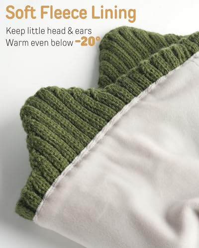 FURTALK Baby Beanie Toddler Winter Warm Hat Infant Soft Fleece Lined with Earflap Cute Knit Kids Caps - color: Grey+green, size: 0-6 Months