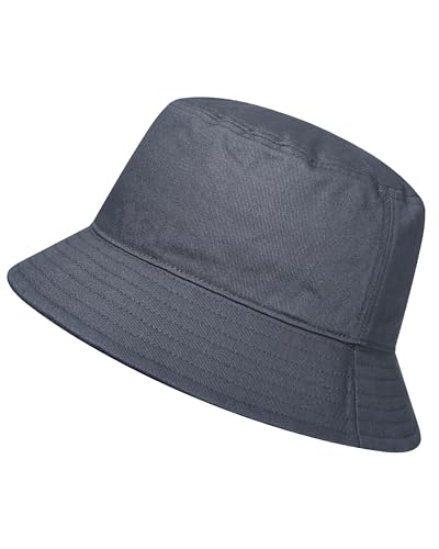 GADIEMKENSD 100% Cotton Bucket Hat - Unisex, UPF 50 Sun Protection, Lightweight, Packable - color: Dark Grey