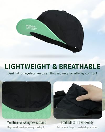 CLAPE Color-Block Short Brim Cap, Quick Dry Lightweight Outdoor Hat - color: Bs26sb08-black&mint