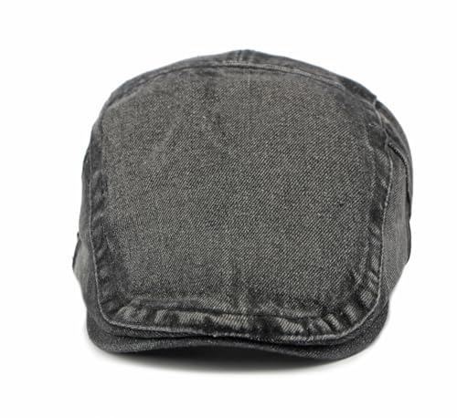 Cotton Newsboy Cap,Breathable Ivy Gatsby Cabbie Beret Hat for Men's Women Driving Hunting Golf - color: Denim Black