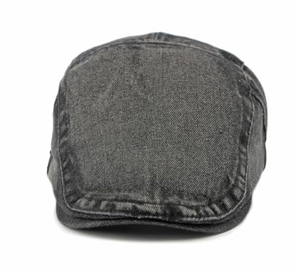 Cotton Newsboy Cap,Breathable Ivy Gatsby Cabbie Beret Hat for Men's Women Driving Hunting Golf - color: Denim Black