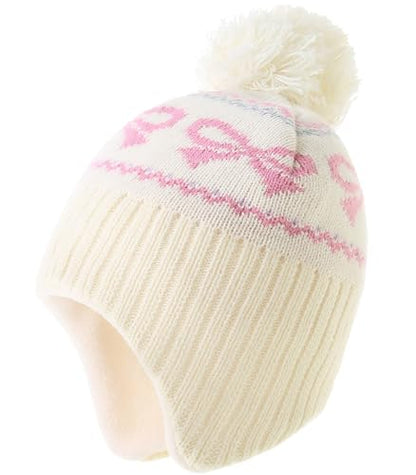Moon Kitty Baby Girls Earflaps Knit Hats Infant Baby Beanies6-12Months - color: Beige, size: 3-5T