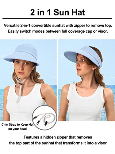 Sun Hats for Women Wide Brim Visor UV Protection Beach Summer Packable Cap - color: Blue