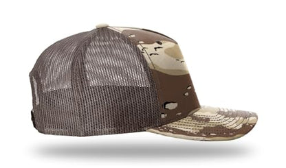 Richardson 112FP & 112PFP Classic Fit Five-Panel Snapback Trucker Cap |OSFM - color: Desert Camo/Brown