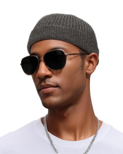 vidsel Thin Wool Fisherman Beanie for Men Short Knit Cuff Trawler Watch Hat - color: 1pcs-dark Gray
