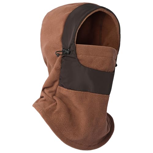 Winter Face Mask for Men Women,Balaclava Ski Mask for Cold Weather, Snowboarding Gear,Snowboard Mask - color: Fleece Ski Mask Brown