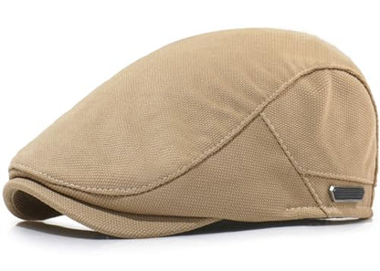 Newsboy Hats for Men Flat Cap Adjustable Irish Cabbie Ivy Driving Hunting Hat - color: Khaki
