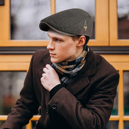 meioro Men's Cotton Newsboy Hat Adjustable Tweed Flat Cap for Men - color: Coffee