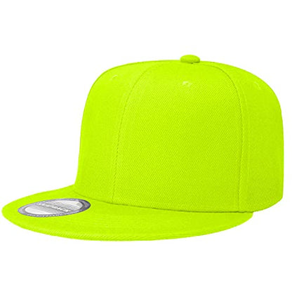 Falari Wholesale 12 Pack Snapback Hat Cap Hip Hop Style Flat Bill Blank Solid Color Adjustable Size - color: 12-pack Neon Green