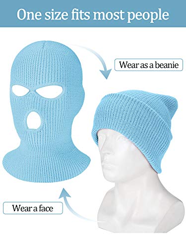 WILLBOND 2 Pieces Knitted Full Face Cover 3 Hole Mask Winter Balaclava Face Cover - color: Sky Blue,green, size: One Size