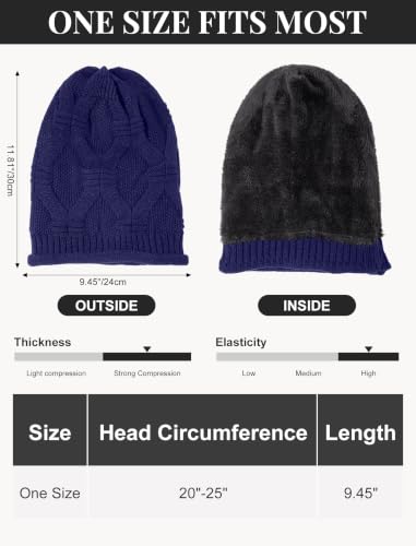 Senker Fashion 2 Pack Winter Beanie Hats for Women, Womens Slouchy Beanies - color: Black Blue