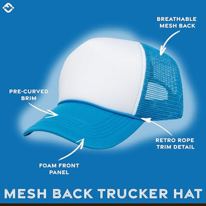 Funky Junque Blank Mesh Foam Lightweight Snapback Trucker Hat - color: White/Aqua