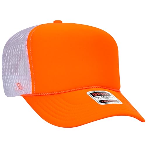 BROTHER TRUCKERS The World's Greatest Neon Colored Trucker Hat Blanks - Wholesale Bulk Unisex Snapback Hats - color: Neon Orange/Neon Orange/White
