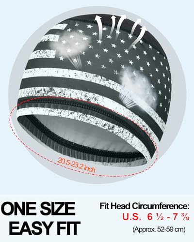 Cooling Skull Caps Helmet Liner Hard Hat Sweat Liner Motorcycle Cycling Cap - color: 3pcs (Black+ 2pcs Flag Style)