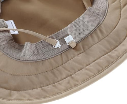Connectyle Kids Foldable Wide Brim Sun Hat UPF 50+ Sun Protection Bucket Hats Breathable Summer Beach Hat for Boys Girls - color: Dark Khaki, size: Medium