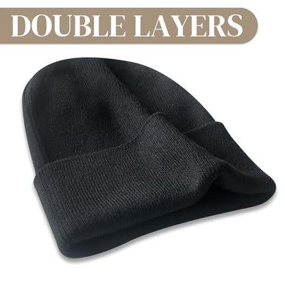 PFFY Beanie for Men Women Unisex Knit Cuffed Winter Beanies Hats Skull Cap - color: Black