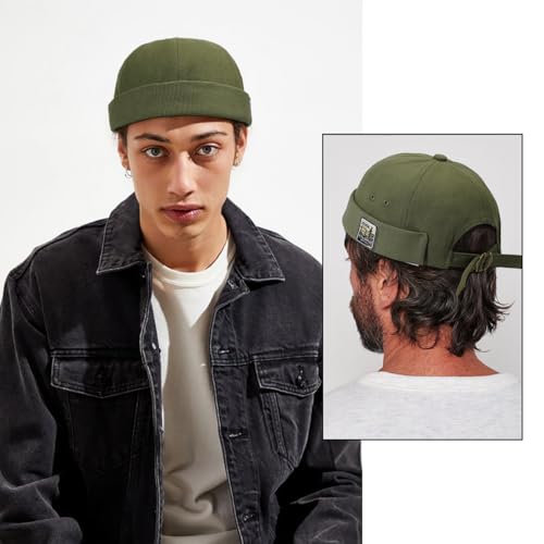 Glamorstar Dome Brimless Hats for Women Men Sailor Docker Beanie Cap Hip Hop Hats - color: Green D