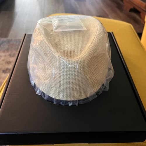 XL Straw Fedora Hats for Men Summer Trilby Beach Travel Panama Casual 7 1/2 - color: 001 Beige