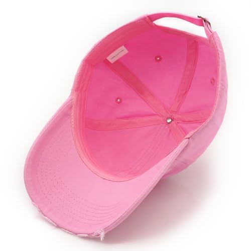 Distressed Baseball Cap for Men Women Cotton Dad Hat - color: Pink