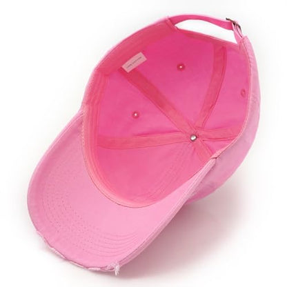 Distressed Baseball Cap for Men Women Cotton Dad Hat - color: Pink
