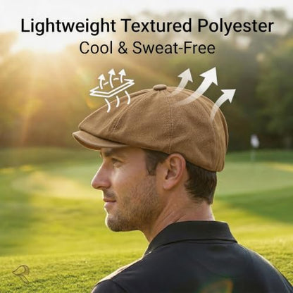 ZLYC Newsboy Cap for Men Summer Flat Cap Lightweight Beret Hat - color: Washed Denim Khaki