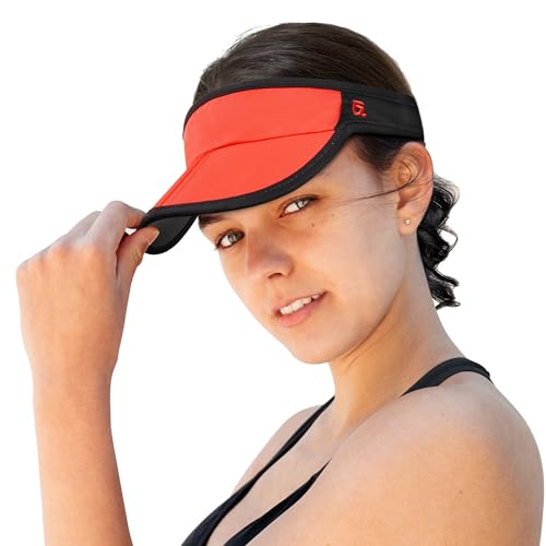 GADIEMKENSD Foldable Sun Visor Hat UPF 50+ Lightweight Adjustable - color: Orange Black