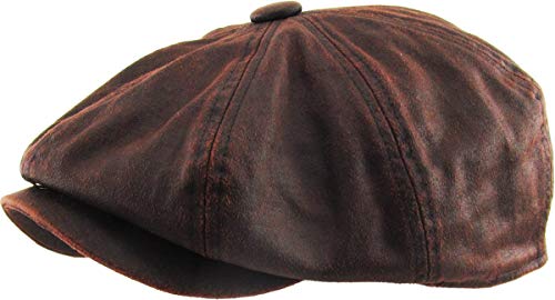 KBETHOS Leather Ascot Made in USA Ivy Collection Classic Newsboy Caps - color: (E) Pu Leather - Copper, size: Small-Medium