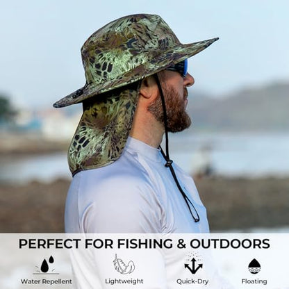 KastKing Sol Armis UPF 50 Boonie Hat for Sun Protection,Men Women - color: Green (With Shield)