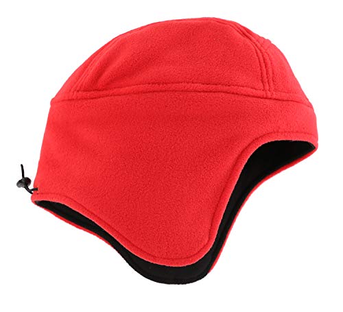 Home Prefer Mens Womens Warm Fleece Beanie Earflap Winter Hat Outdoor Winter Cap - color: Red