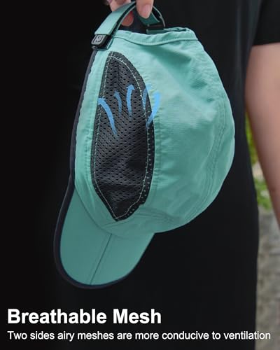 GADIEMKENSD Mens Folding Outdoor Hat Long Brim UPF 50+ Sun Protection - color: Folding Turquoise