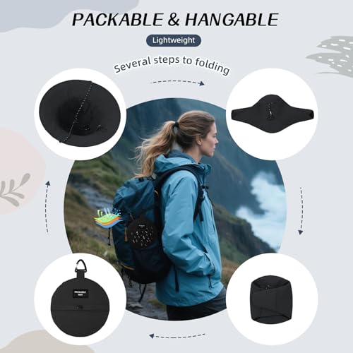 Durio Waterproof Bucket Hats for Woman UPF 50+ Sun Hat - color: Black