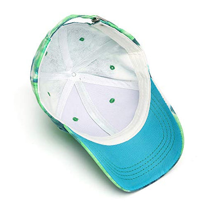 BEARUN Cotton Tie Dye Low Profile Cap Hiphop Baseball Cap Fashion Dad Hat - color: Blue Green