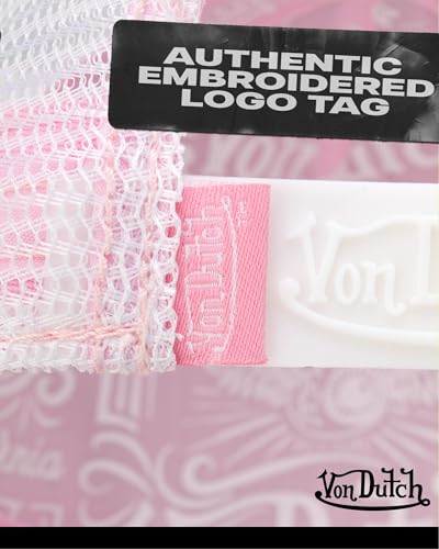 Von Dutch Unisex Velvet Trucker Hat, Curved Bill, Mesh Back, Snapback - color: Pink Tint