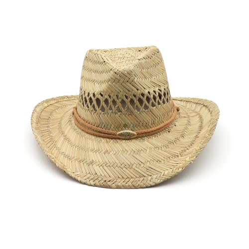 Straw Cowgirl Hat for Women Cowboy Hats for Men Wide Brim Sun Hat Shapeable Western Hat Beach Hat - color: Nature