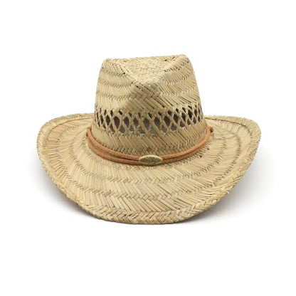 Straw Cowgirl Hat for Women Cowboy Hats for Men Wide Brim Sun Hat Shapeable Western Hat Beach Hat - color: Nature