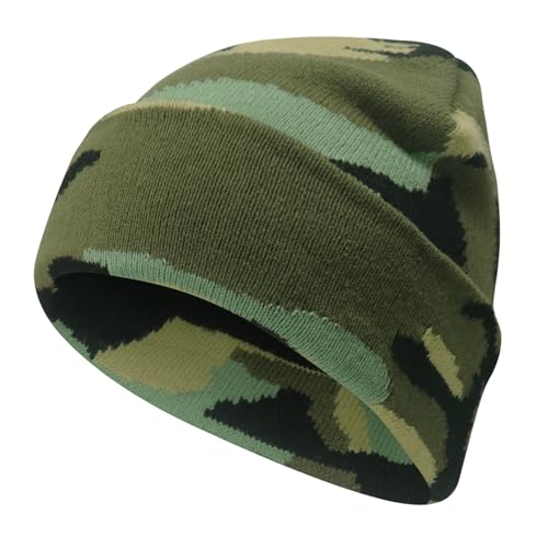 PFFY Beanie for Men Women Unisex Knit Cuffed Winter Beanies Hats Skull Cap - color: Camo Blue