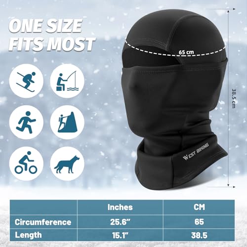 West Biking Balaclava Ski Mask Warm Face Mask for Cold Weather Lightweight Windproof Thermal Winter Scarf Face Mask Men Wome - color: Black-1