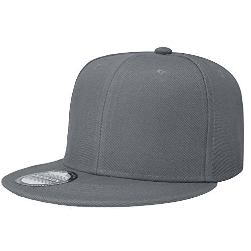 Falari Wholesale 12 Pack Snapback Hat Cap Hip Hop Style Flat Bill Blank Solid Color Adjustable Size - color: 12-pack Grey