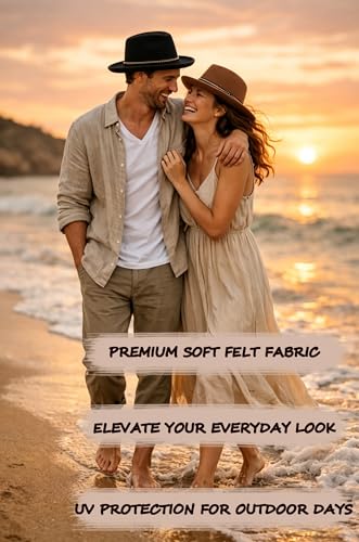 Unisex Felt Fedora with Gold Chain Band Men's Classic Pork Pie Hat Retro Gentleman Style for Daily & Formal Wear - color: Khaki