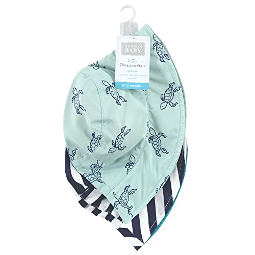 Hudson Baby Baby Hudson Baby Unisex Baby Sun Protection Hat - color: Sea Turtle Stripe, size: 12-24 Months