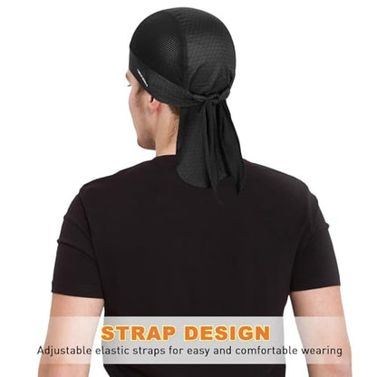 YANIKY Bandanas Skull Caps for Men, Women Skull Cap Helmet Liner Dew Rags - color: Black Print