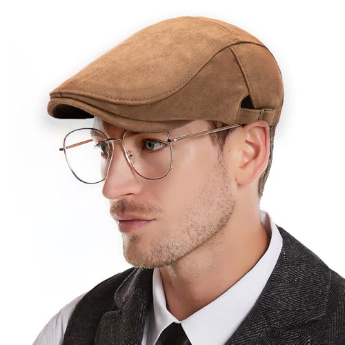 Mens Newsboy Cap Flat Ivy Gatsby Hat Adjustable Cabbie Cap for Women - color: Khaki
