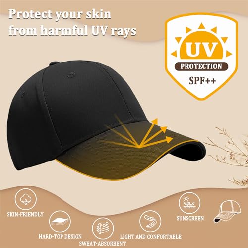 Adjustable Cotton Baseball Cap for Men Women - color: Black