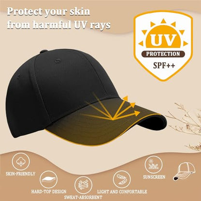 Adjustable Cotton Baseball Cap for Men Women - color: Black