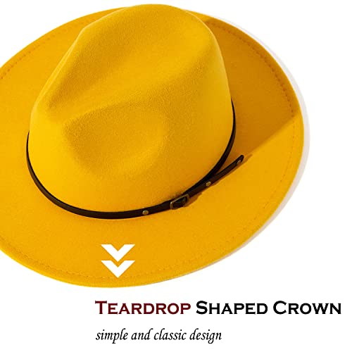 Lisianthus Women Belt Buckle Fedora Hat - color: Yellow