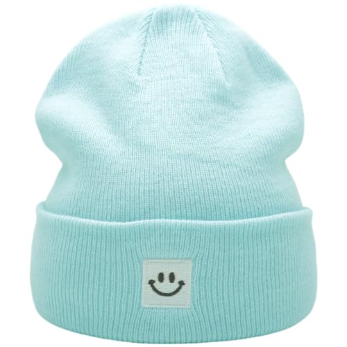 55cube Unisex Winter Beanie Hats Warm Thick Knit Cuffed Skullcaps - color: Cool Blue