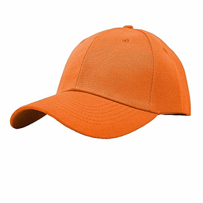 Glory Max Plain Baseball Cap Hook & Loop Strap Adjustable Solid Blank Curved Visor Hat - color: Orange