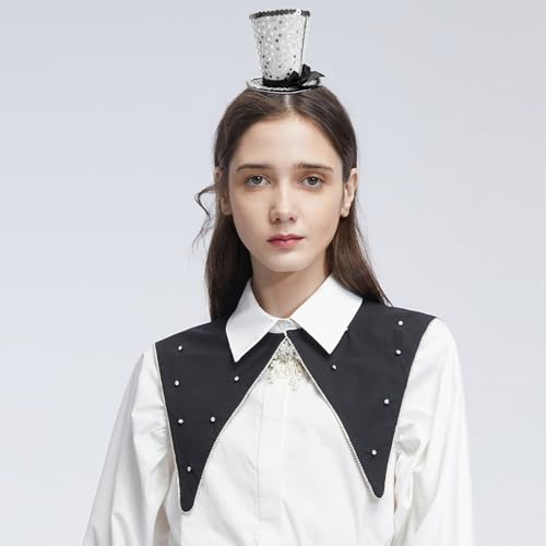 WLBON Halloween Mini Top Hat Headband 1920s Bow Sequins Hair Hoops Bands Fascinator Headpiece Hairband Women Christmas Holiday Festival Parade Cosplay Dress Up Birthday Tea Party Accessories Silver - color: Silver Tone